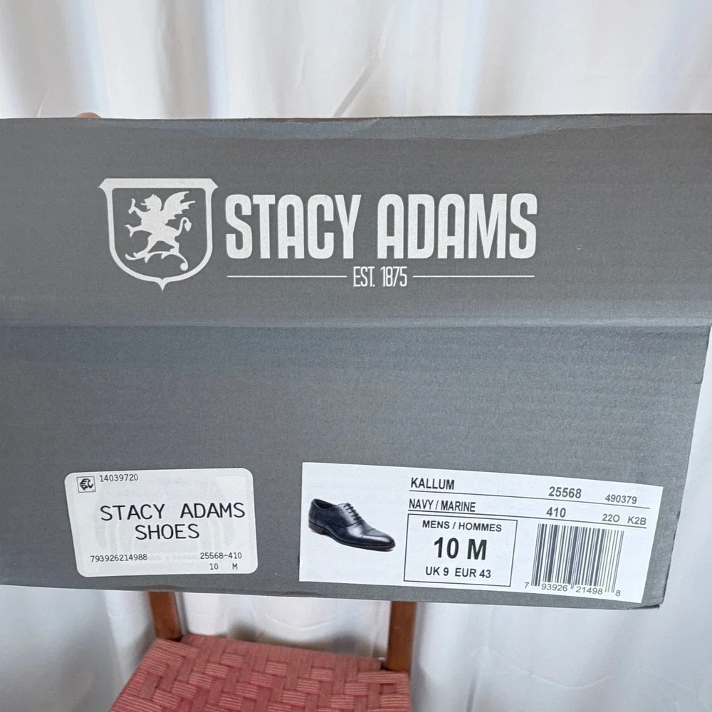 Stacy Adams Kallum 25568 Mens 10M Navy Cap Toe Oxford Dress Shoes New Box